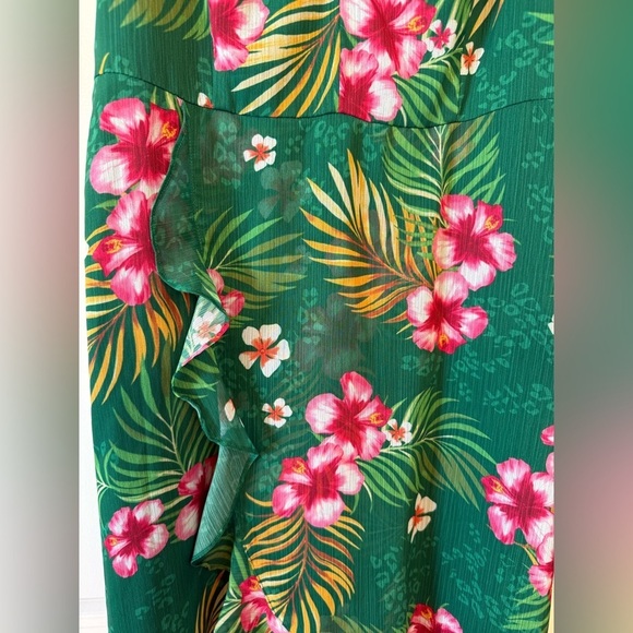 Kensie Green Tropical Print Midi Dress Size 10 - Picture 9 of 16